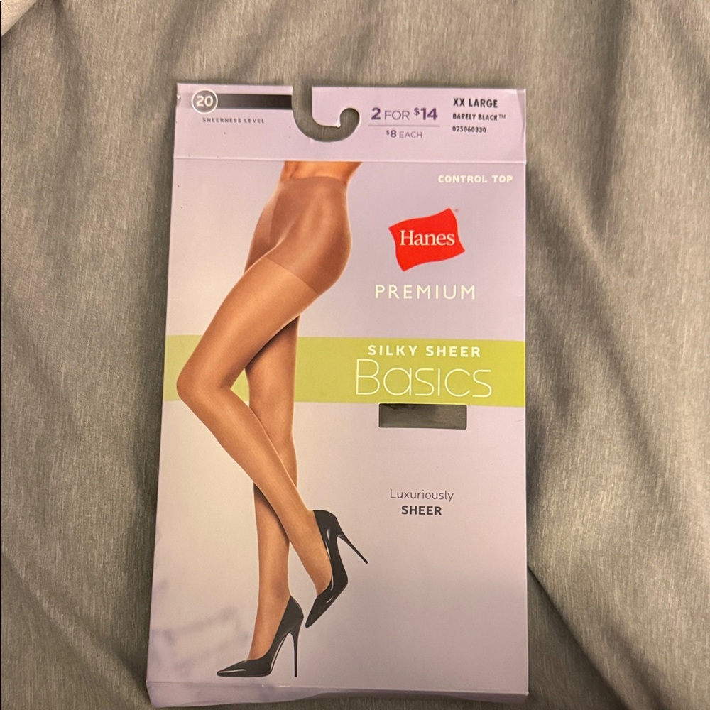 Lot of 2 pantyhose 1-Hanes Premium Silky Sheer & 1-Dress Barn take control